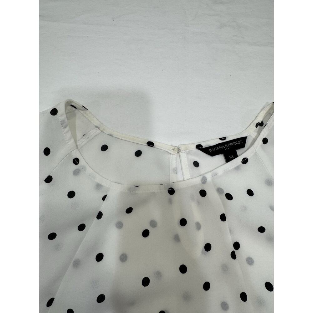 Banana Republic Polka Dot Open Sleeve Top Black White Office Chic Womens XL - Picture 3 of 5